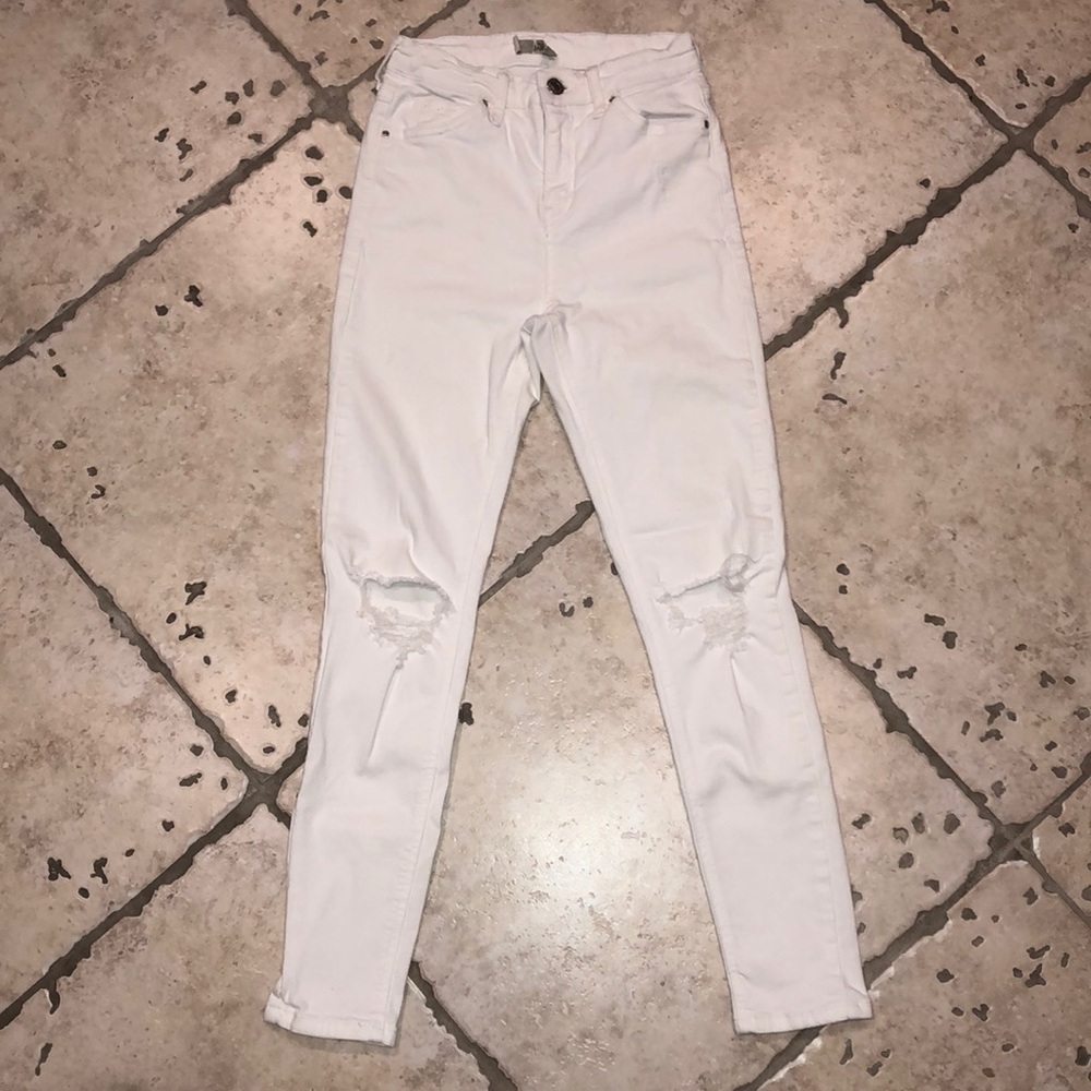 Topshop Jamie white ripped jeans